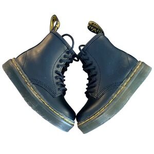Dr. Martens Zavala T Toddler Black Leather Lace Up Side Zip Boots Size 7 US